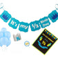 Untumble Half Birthday Decorations For Baby Boy In Blue, Six Month Photo Shoot Pack, 6 Month Party Kit With Rubber Balloons, 1/2