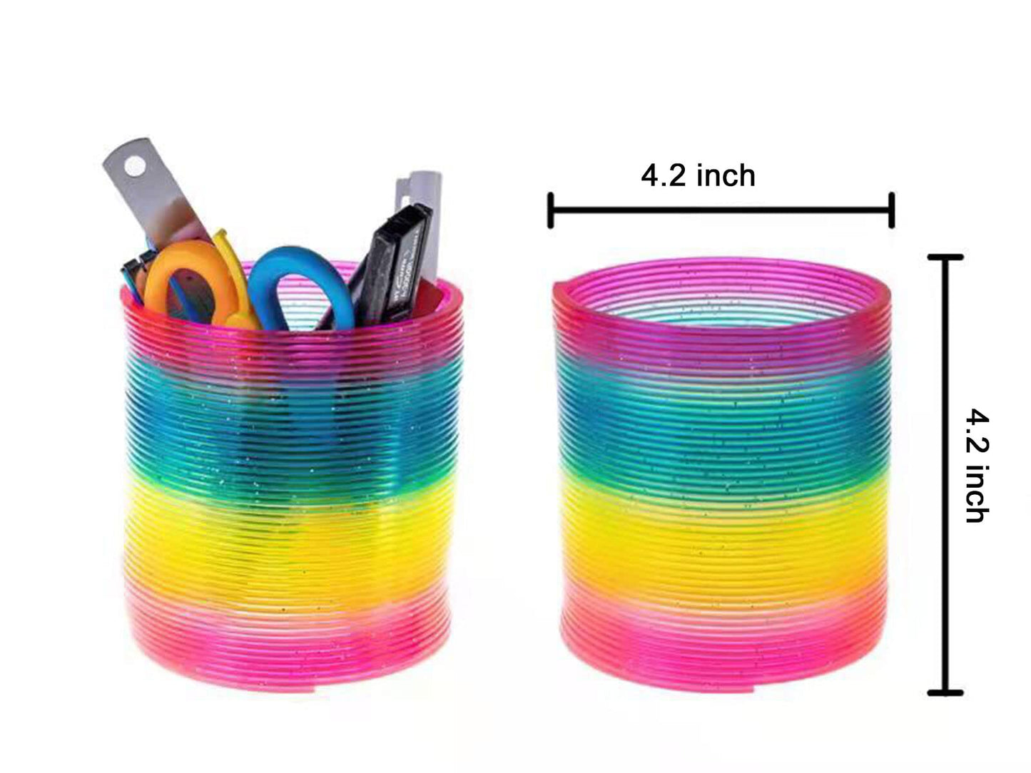 Wobox Giant Rainbow Coil Spring Toy In Box,Classic Novelty Plastic Magic Spring Toy For Party Favors Gifts, Stress Relief, Great For Small Party Favor For Kids(10.7Cmx10.7Cm)