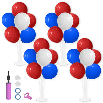 Zjdhpty Red White And Blue Balloon Stand Centerpiece Table Decorations For 4Th Of July Father'S Day Graduation Birthday Party De