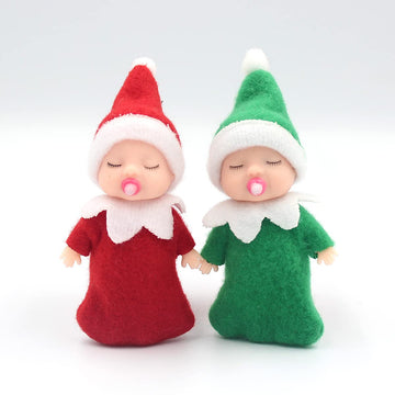 Wuleeuper Sleeping Elf Doll With Pacifier | Christmas Miniature Elf Doll Toys | New Year Holiday Decoration Party Gift (Red)
