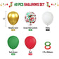 Funhot Christmas Balloons, 60 Pcs Red Green Gold Balloons, 12 Inch Red Green Confetti Balloons Metallic Gold Helium Balloons Whi