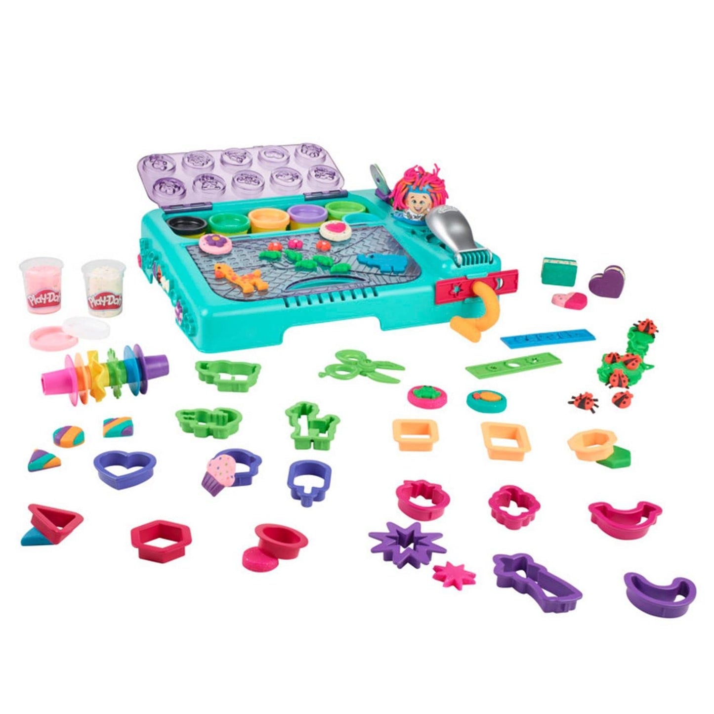 Play-Doh Set On The Go Imagine and Store Studio, with 30 Tools and 10 Cans of Modeling Compound, Travel Toys for 3 Year Old Girl
