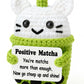 Weming Positive Gift-Cute Mini Crochet Boba Tea Plush with Message Sign, Handmade 4-inch, Matcha Green Cup, Kawaii Desk Decor, Y