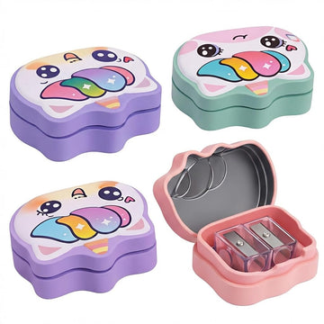 Funblast Unicorn Metal Pencil Sharpener For Kids - Set Of 4 Pcs Sharpener For Kid With 2 Holes, Stationery Items Aesthetic, Styl