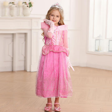 Itvti Little Girls Princess Costume Dress Up Cosplay For Carnival Halloween Party Pink, 6-7 Years(Tag 140)