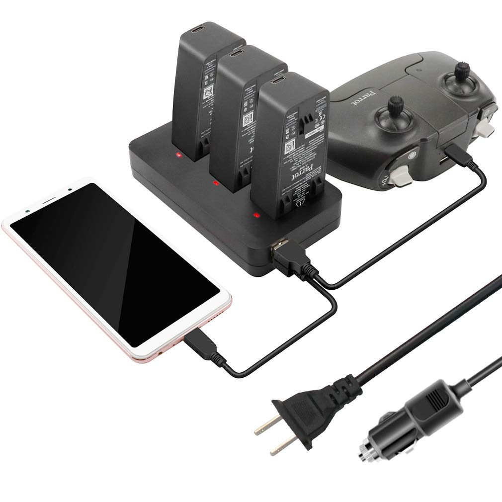 Hanatora Battery Charger (Indoor and in-car) for Parrot Anafi/ANAFI Base/ANAFI Extended/ANAFI FPV/ANAFI Thermal/ANAFI Work,Multi