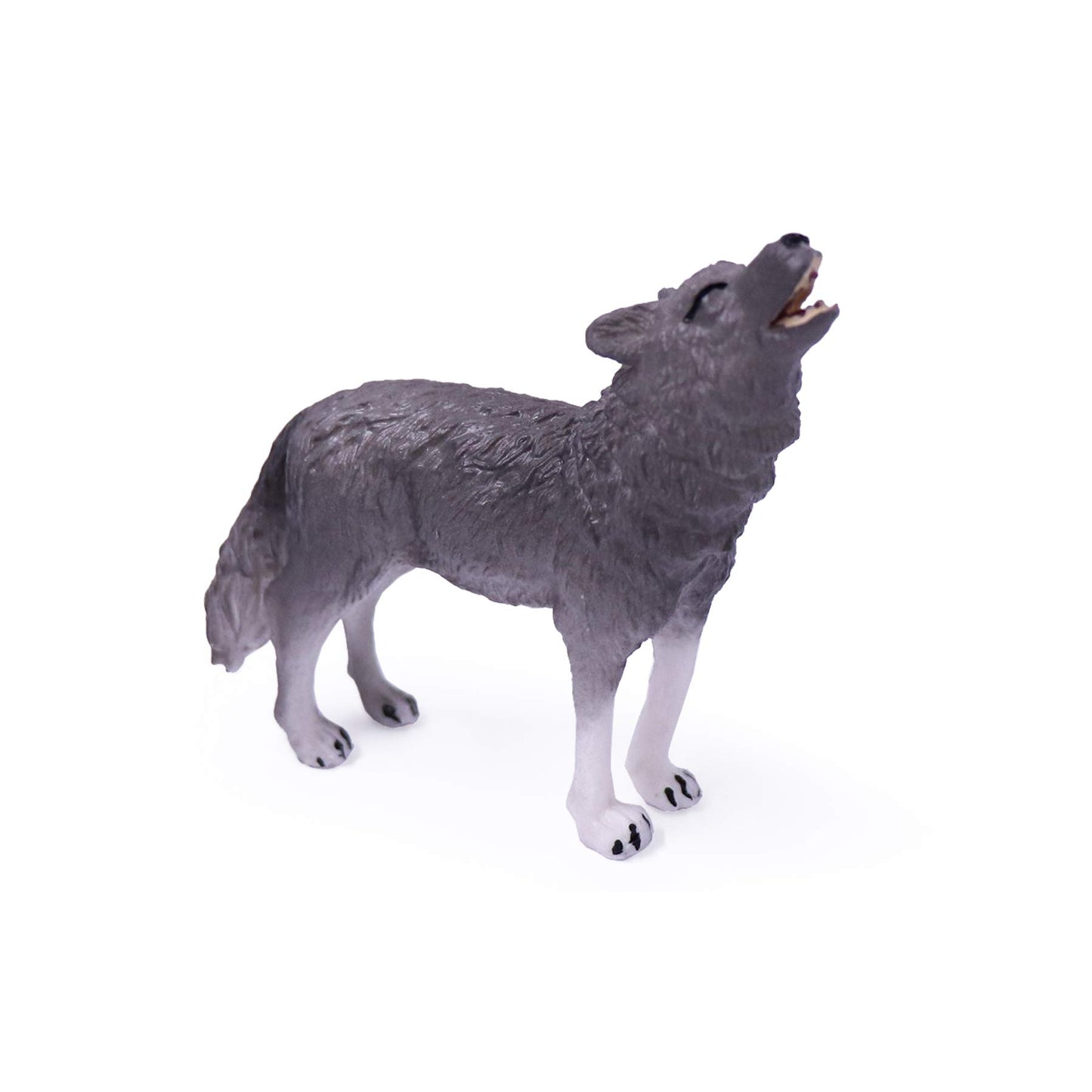 Uandme 4Pcs Wolf Toy Figurines Set Wolf Animal Figures Grey Wolf Family Cake Topper Toy Gift For Kids (Grey)