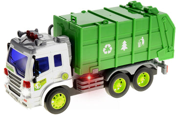PowerTRC Friction Powered Garbage Truck Toy with Lights and Sounds