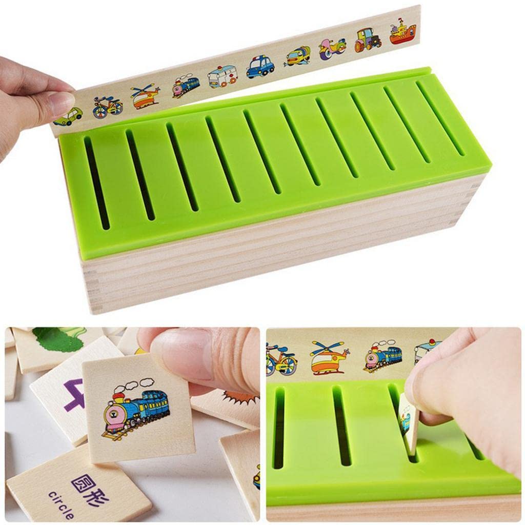 CALANDIS Wood Block Puzzle Box Color Shape Matching Montessori Baby Developmental Toy