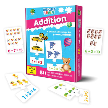 The Book Tree Bright Brain Addition Puzzle - Learn Basic Math With 60 Pieces Puzzle - Fun & Educational For Kids Age 4+ - Educat