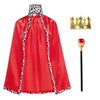 Yolsun King Robe Costume For Boys Prince Satin Cloak Queen Cape With Crown Kids Dress Up For Halloween Party (31.5'', Red Cape C