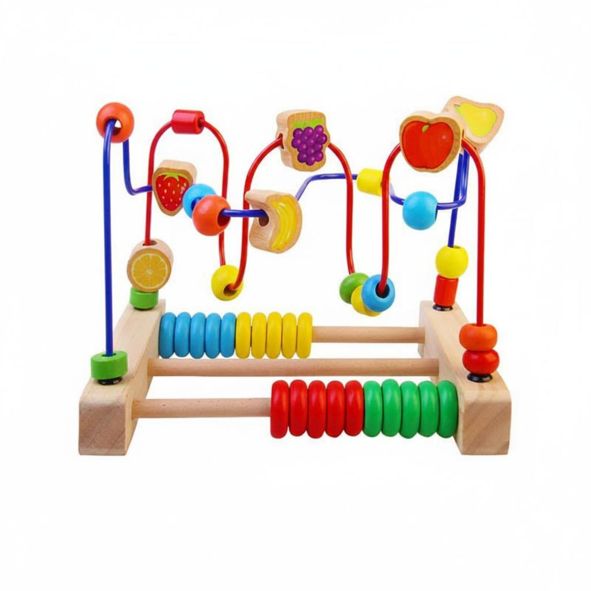 Merishopp HandEye Coordination ThreeTrack Bead Maze Early Learning Wooden Bead Maze Fine Movement Skills Wooden Activity Toy S