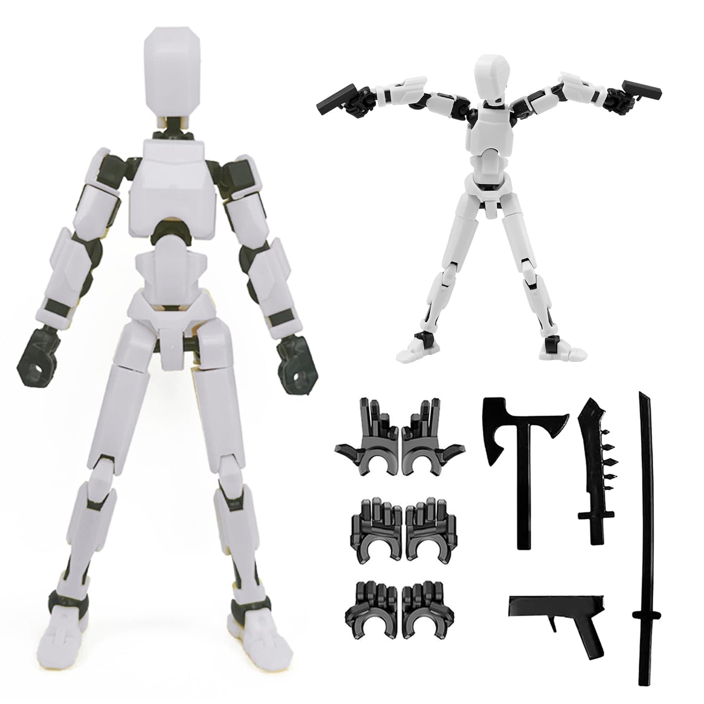 Feetcant Titan 13 Action Figure 2024 New Lucky Robot 13 Action Figures 3D Printed Action Figures for Boys Dummy Robot 13 Action Toy Movable Joints Action Figure(White-1pc)