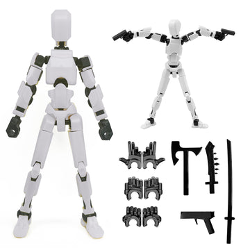 DANONI Titan 13 Action Figure  Lucky Robot 13 Action Figures  3D Printed Analog Robot Titan 13 Figure  Stop Action Animation Multi-Articulated Action Figure (White)