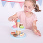 Bigjigs Toys Wooden Cake Stand with 9 Wooden Play Food Cakes - Quality Toy Food for Toddlers & Children, Perfect Kids Wooden Kit