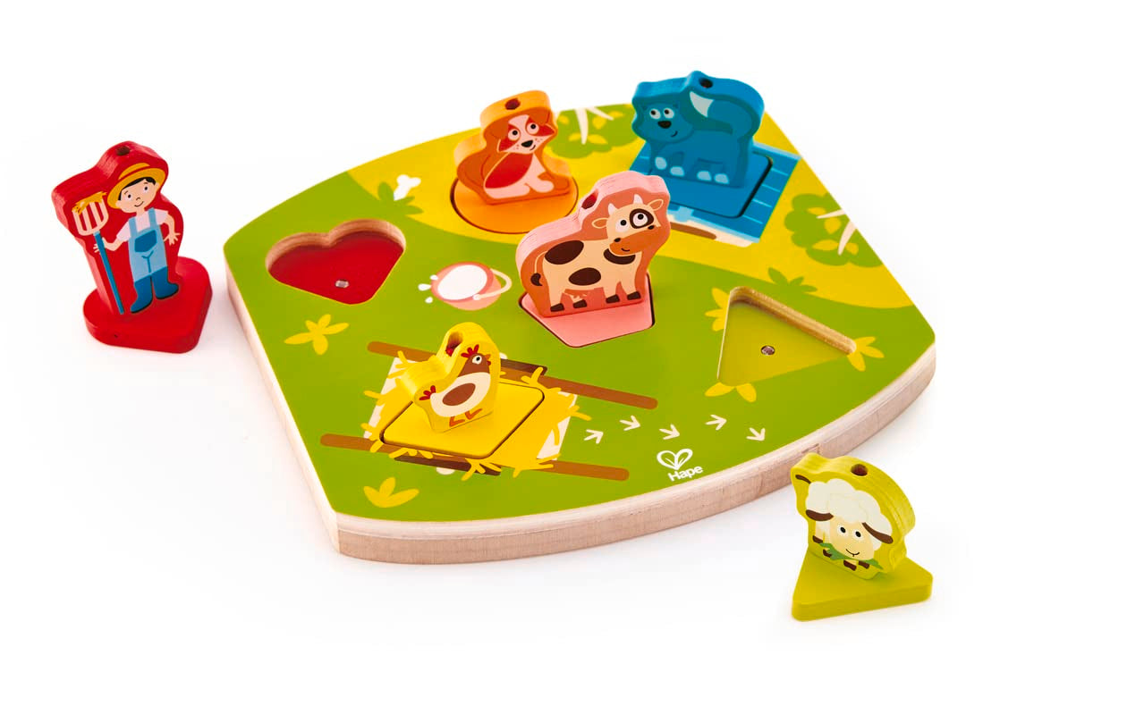 Hape Odyssey Toys Farmyard Sound Puzzle (10 Pieces), Multicolor, 5 x 2