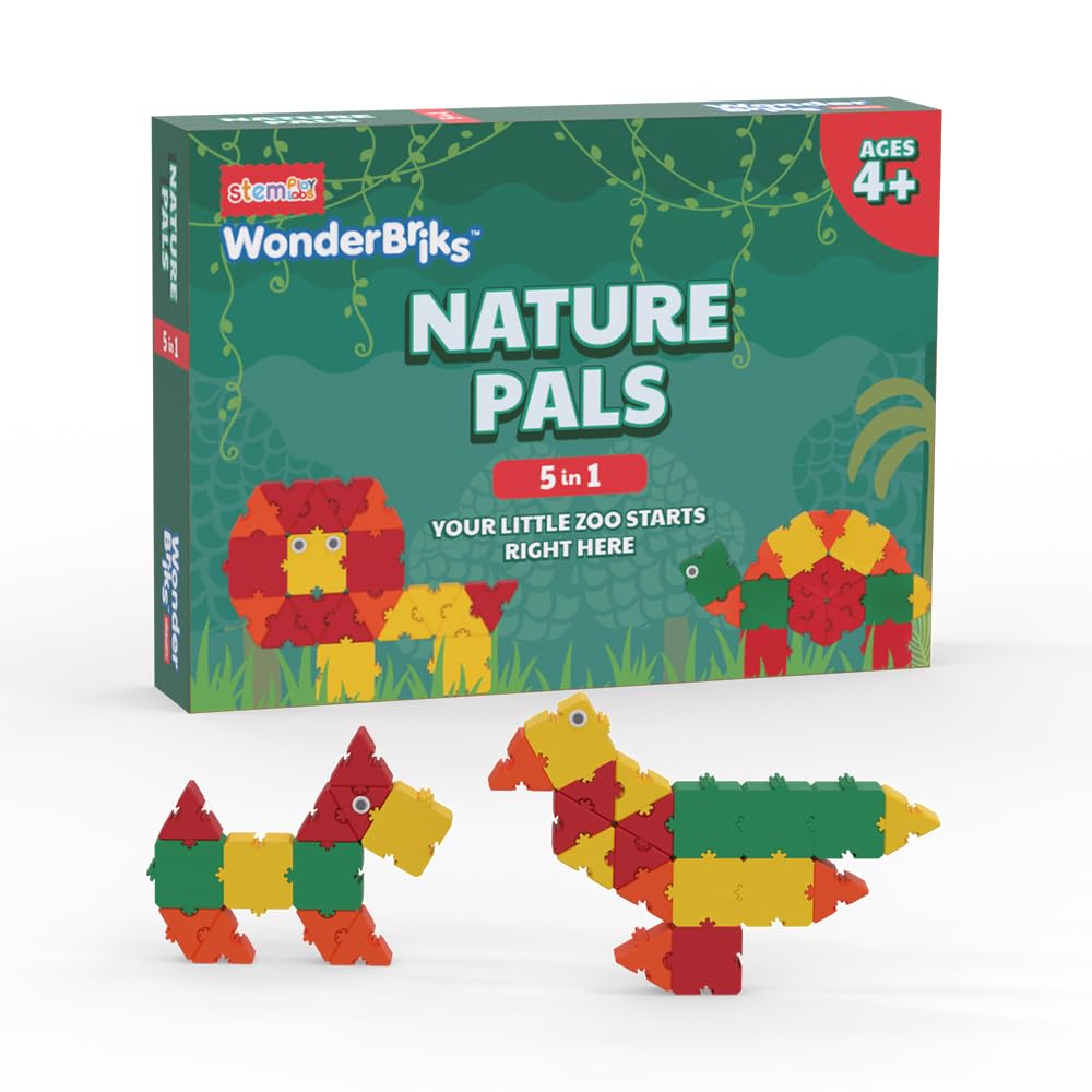 Wonder Briks  Nature Pals  Build 5 Wild Animals (Ages 4+, 5 In 1) By Stemplay Labs | Animal Lovers | Blocks  Early Learning  