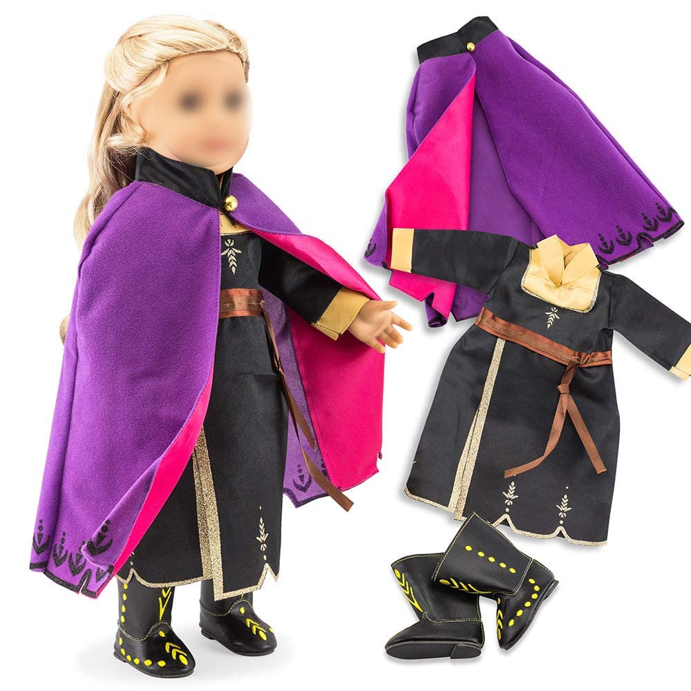 Oct17 Fits Compatible With American Girl 18' Princess Costume 18 Inch Doll Clothes Outfit Set Costume Purple