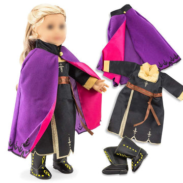 Oct17 Fits Compatible With American Girl 18' Princess Costume 18 Inch Doll Clothes Outfit Set Costume Purple