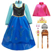 Itvti Princess Anna Costume For Girls Halloween Carnival Fancy Dress For Cosplay, Blue, 7-8 Years(Tag 150)
