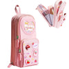 Zibuyu Cute Aesthetic Pencil Pouch For Girls - 6-Layer Pink Compass Box, Large Capacity Stationery Organizer With 3 Compartments