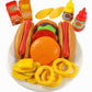 PowerTRC 26 Pc Deluxe Kids Fast Food Play Set - Pretend Burger, Hot Dog, Potato Chips, Onion Rings, Corn & More, Cooking Play Se