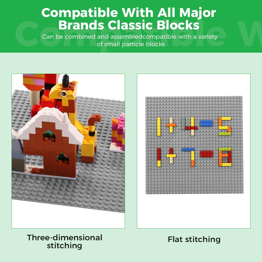 Etarnfly Classic Baseplates Building Plates-8 Pack 10'' X 10'' Building Boards,100% Compatible With All Major Brands And Activit