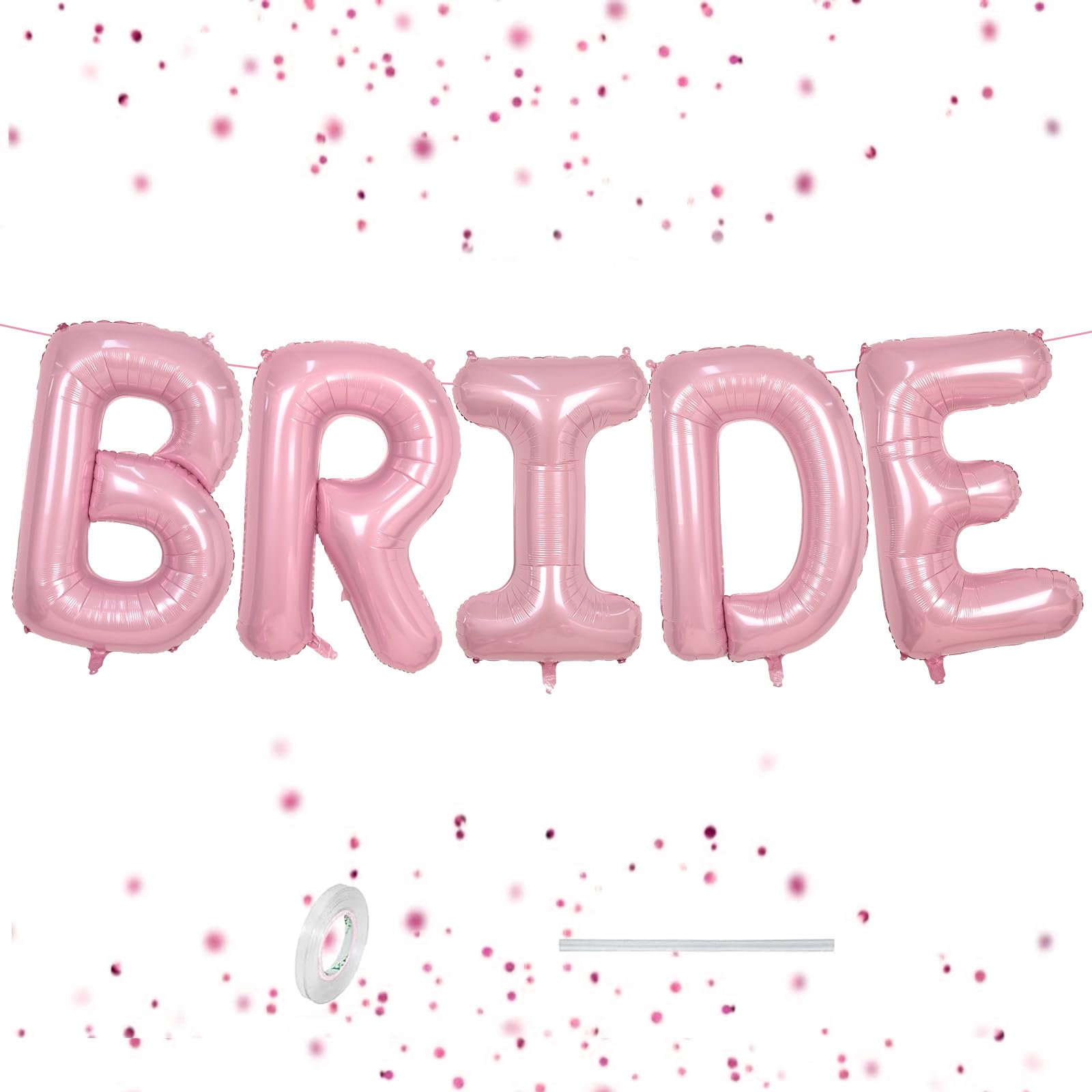 40 Inch Pink BRIDE Balloons, Large Letter Balloons Foil Helium Balloon, Foil Big Alphabet Balloon, Pink Letters for Wedding Enga