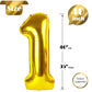 Gold Number 1 Balloon For First Birthday 40 Inch, 1St One Number Balloons Birthday Decorations For Girl Boy Toddler Baby