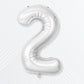 Flyloons 2 number Foil Balloon Silver 16 inch Size For Baby Kids Boys Girls Happy Birthday Decoration Items 2nd Year Number Ball