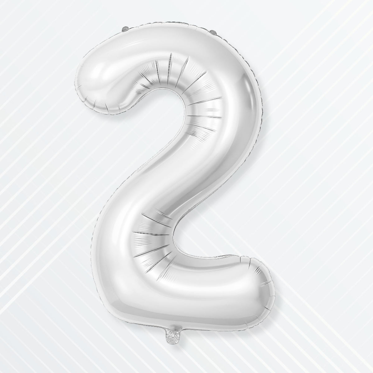 Flyloons 2 number Foil Balloon Silver 16 inch Size For Baby Kids Boys Girls Happy Birthday Decoration Items 2nd Year Number Ball