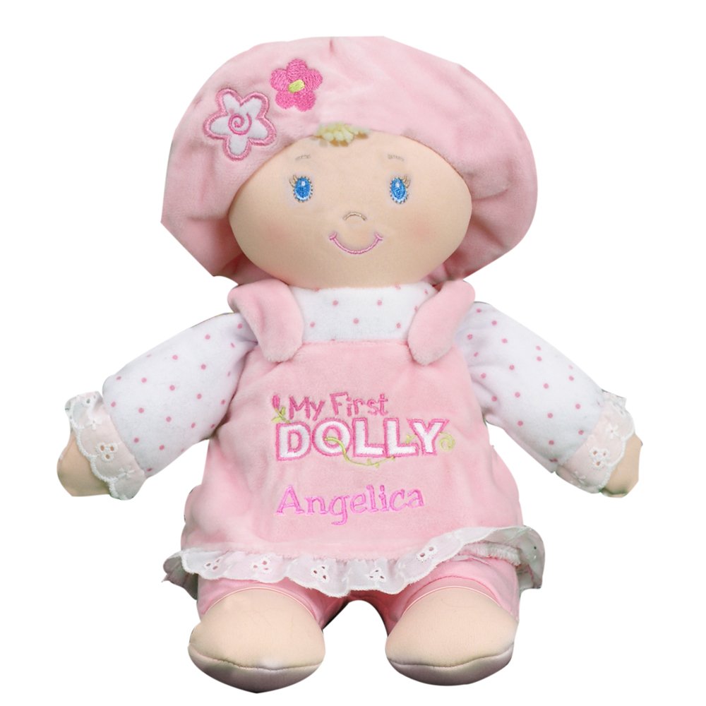 GiftsForYouNow Personalized Pink My First Dolly Plush Doll, 12" x 11", Blonde