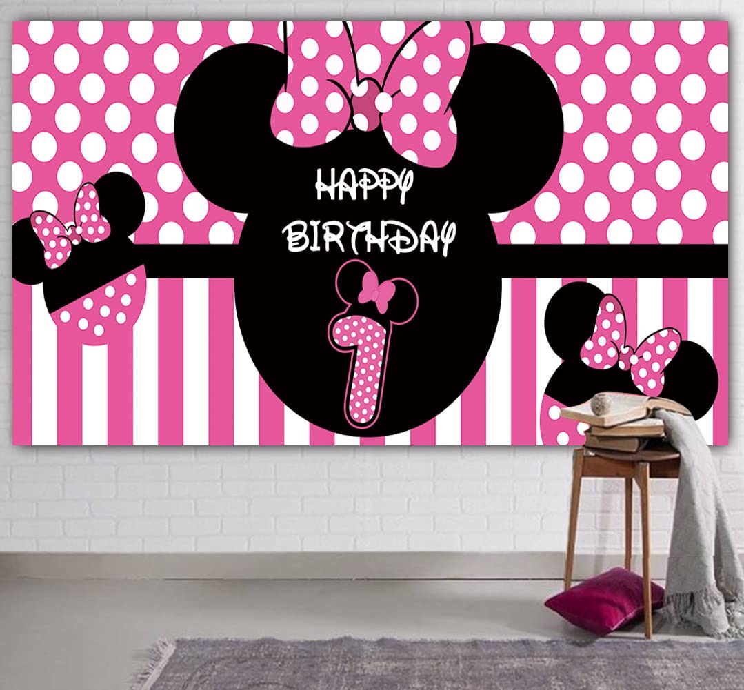 Minnie 1St Birthday Backdrop, Minnie 1St Birthday Banner Party Supplies, Minnie 1St Birthday Decorations, First Birthday Photogr
