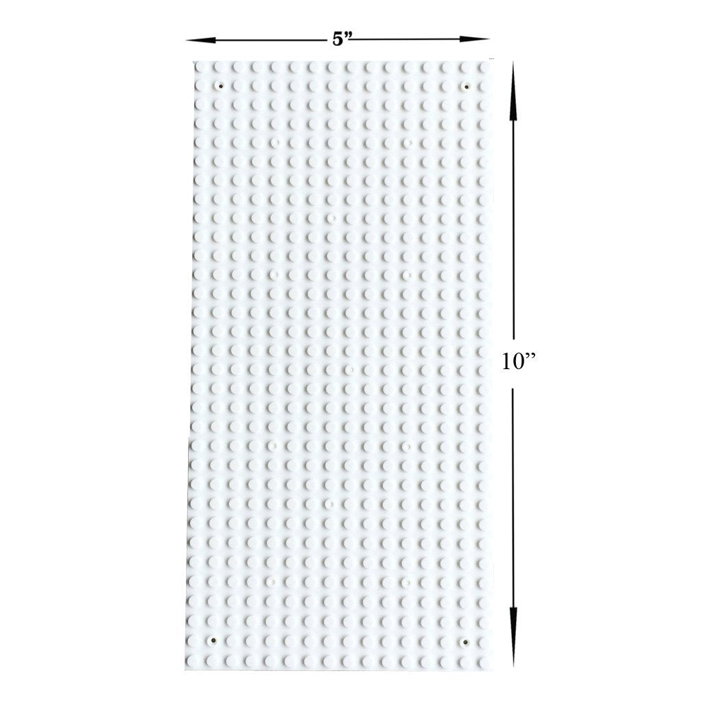 Building Bricks Block Base Plate - White 6 Pack Of 5”X10” Baseplates - Compatible Major Brands Building Block Toys