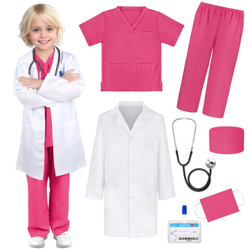 Giftinbox Doctor Costume For Kids Doctor Lab Coat For Kids Real Stethoscope, Girls Halloween Costumes For Kids Age 3-12