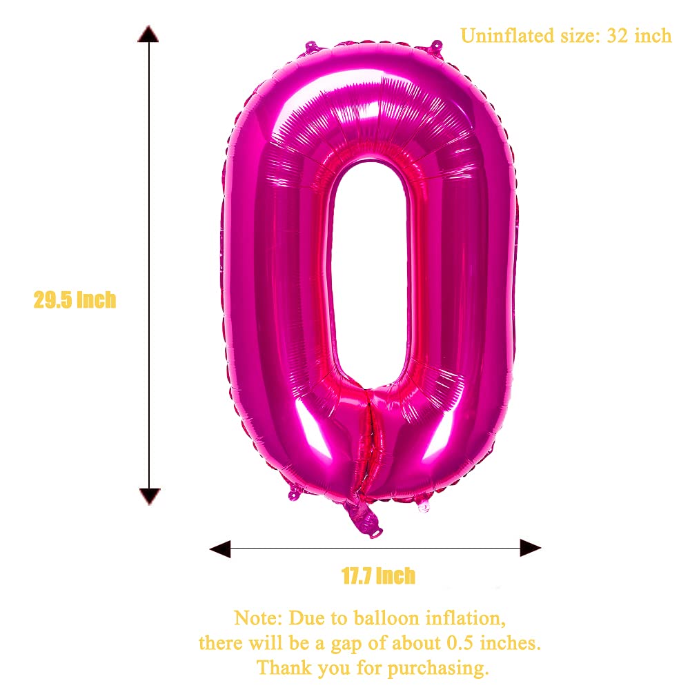 32 Inch Pink Number 0 Balloons Foil Ballon Digital Birthday Party Decoration Supplies (Pink Number 0 Balloon)