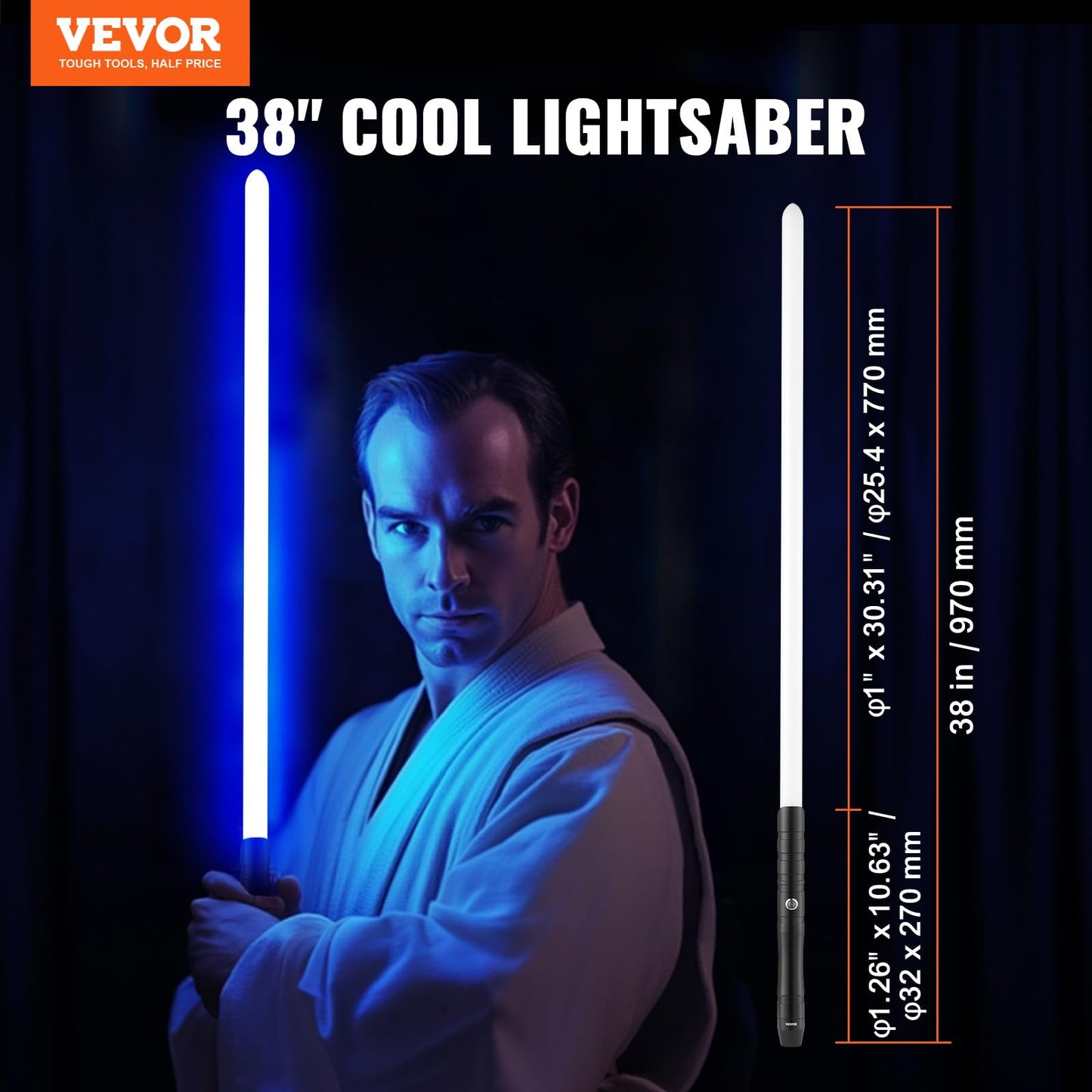 Vevor 2 In 1 Lightsaber, Heavy Metal Hilt Rgb Dueling Light Saber, Motion Control 12 Colors And 4 Sound Fonts Smooth Swing Force