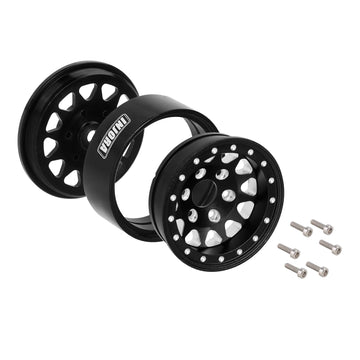 INJORA 1.3 Beadlock Wheel Rims - Aluminium Wheel Rims 23g -3.75mm for SCX24 TRX4M Upgrade 1/24 1/18 RC Crawler Car (Black)