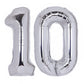 40 Inch Number 10 Balloon Silver Jumbo Giant Big Large Number 10 Foil Mylar Silver Balloons 10Th Birthday Party Anniversary Deco