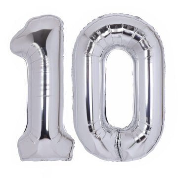 40 Inch Number 10 Balloon Silver Jumbo Giant Big Large Number 10 Foil Mylar Silver Balloons 10Th Birthday Party Anniversary Deco