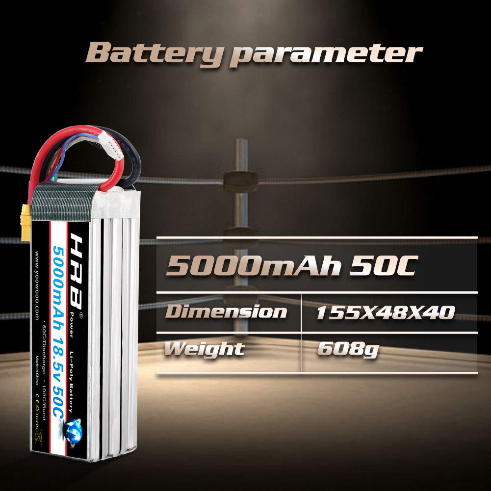 HRB 5S 18.5V 5000mAh 50-100C RC Lipo Battery XT90 Plug Compatible with RC Helicopter Airplane Car Boat Truck