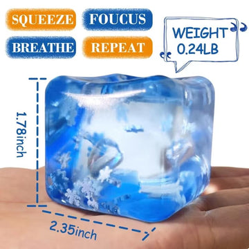 Squishy Ice Cube Stress Balls - 3Pack Sensory Squishy Ice Toy Squishy Balls For Kids And Adults Anxiety Relief - Funny Fidget Stress Balls Squishy Stress Calming Toys For Autism & Adhd Children