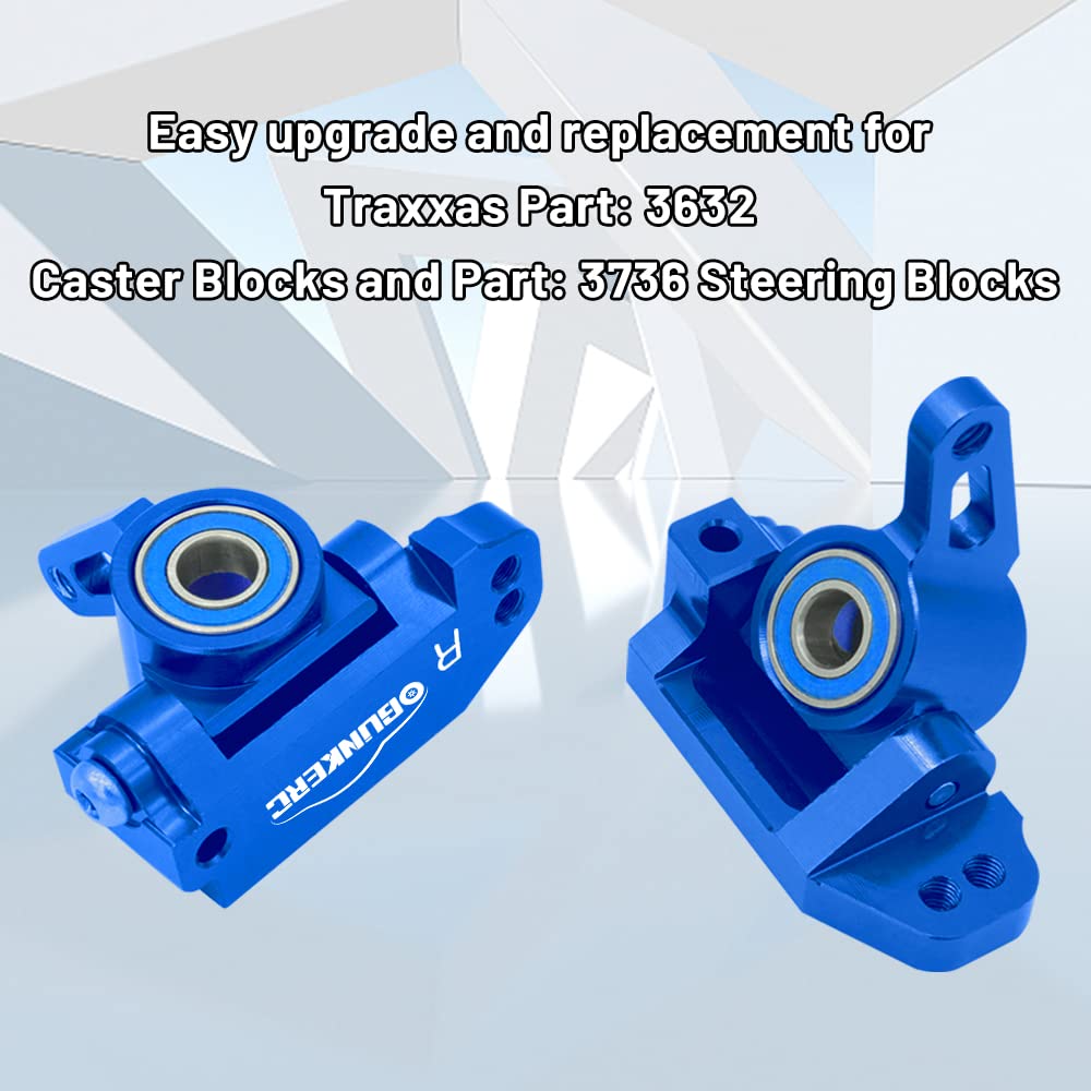 OGUNKE RC Aluminum Alloy 2WD Front Caster Block & Steering Blocks (Blue)