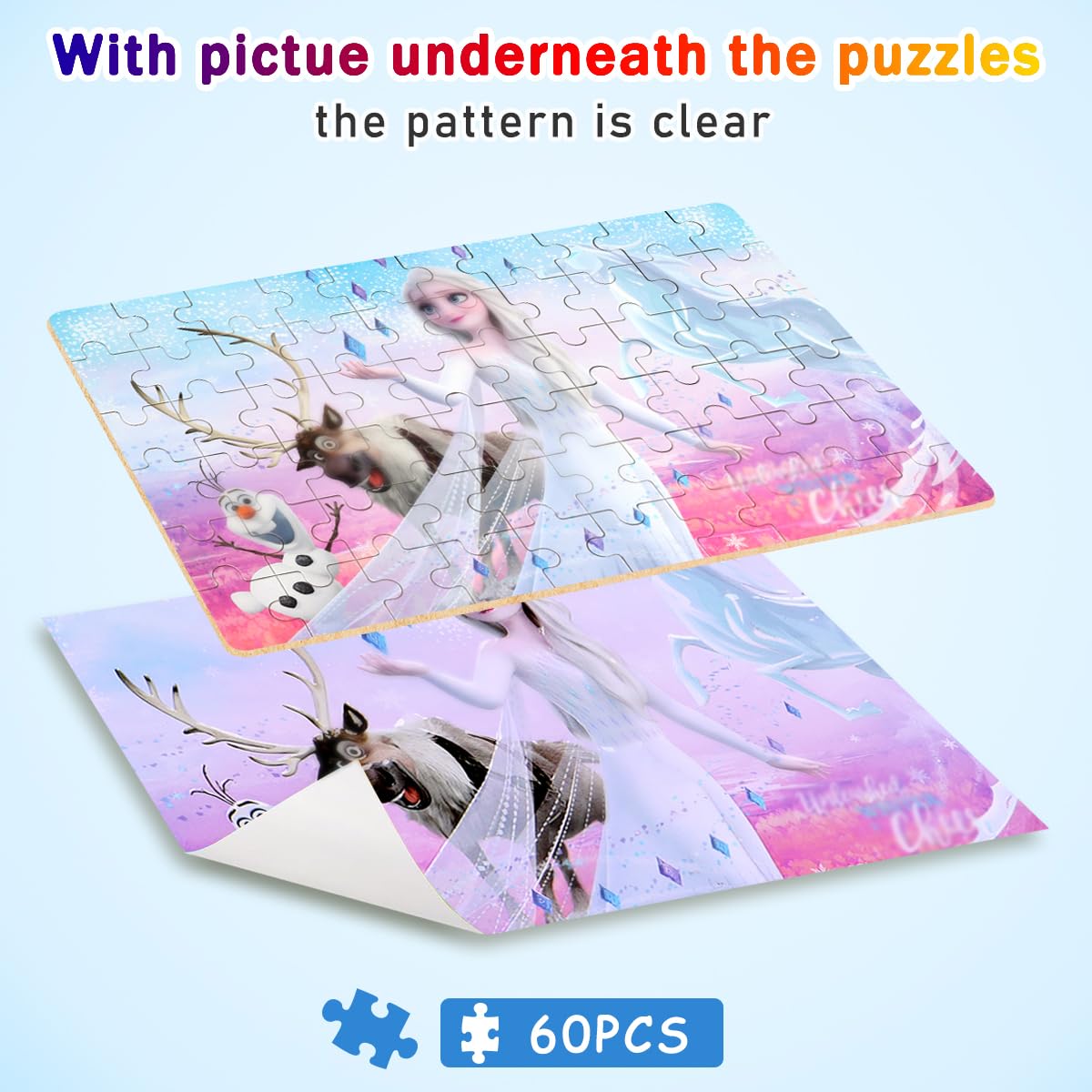 Puzzles For Kids Ages 4-8,Kids Puzzles In A Metal Box,Winter Princess Snowman Deer Horse Puzzles,Kids Boys Girls Learning Educat