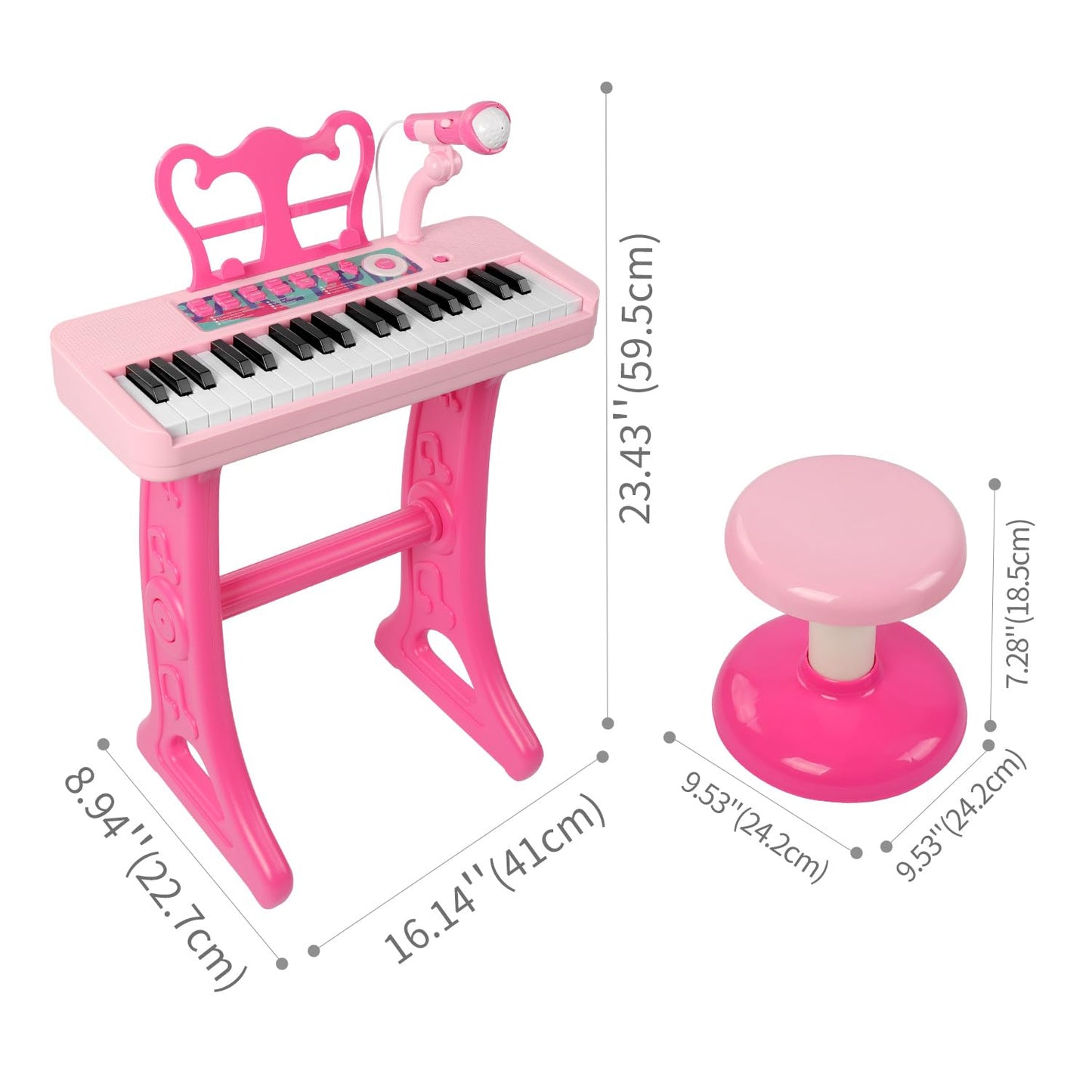 37 Keys Piano Keyboard Toy for Kids | Toys for 3-5 Year Old Girls Birthday Gift | Pink Musical Piano Toy for Toddlers with Micro