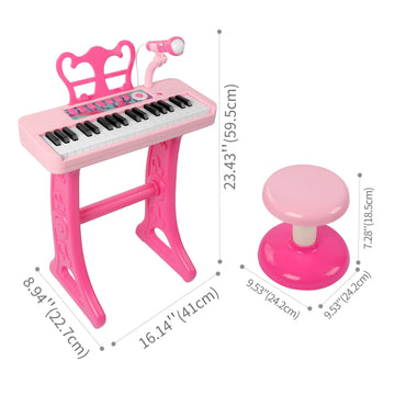 37 Keys Piano Keyboard Toy for Kids | Toys for 3-5 Year Old Girls Birthday Gift | Pink Musical Piano Toy for Toddlers with Micro