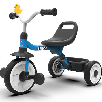 KRIDDO Kids Tricycle for 18 Months to 3 Years, Foldable Toddler Tricycle with Storage Basket, Kids Trike for 2 Years, Adjustable