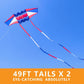 Beach Kites For Adults Large With Long Tail, 98 Inches Super Easy Flyer 3D Rainbow Box Kites, Come With 49 Feet Multi Colors Tails X 2, 300 Ft Kite String & Handle (Red, White & Blue)