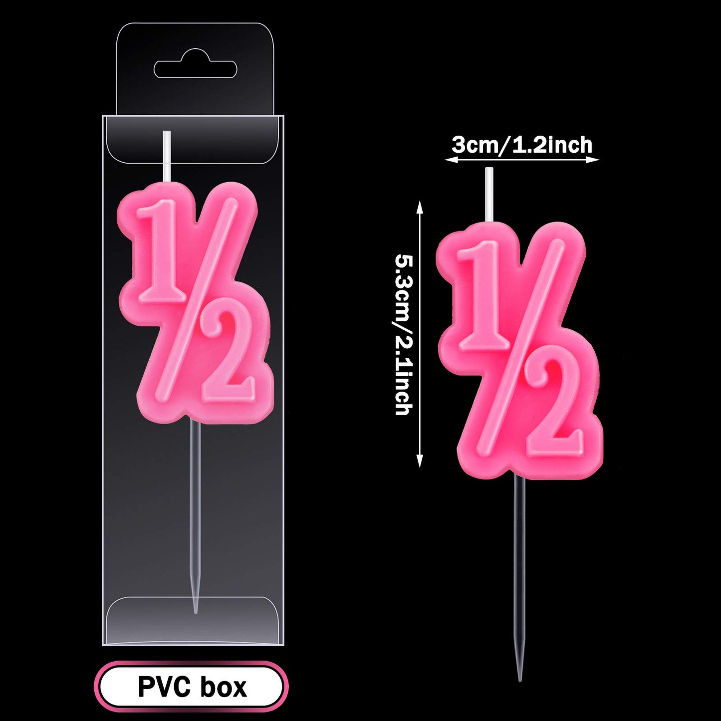 BBTO Half Birthday Candle - Pink Cake Topper, 2"x1.2"x0.4", Paraffin Wax for Baby's Half Year Celebration Decorations