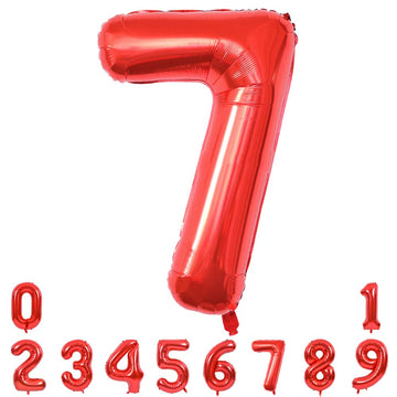 Toniful 40 Inch Red Large Numbers Balloons 0-9, Number 7 Digital 7 Helium Balloons, Foil Mylar Big Number Balloons For Birthday